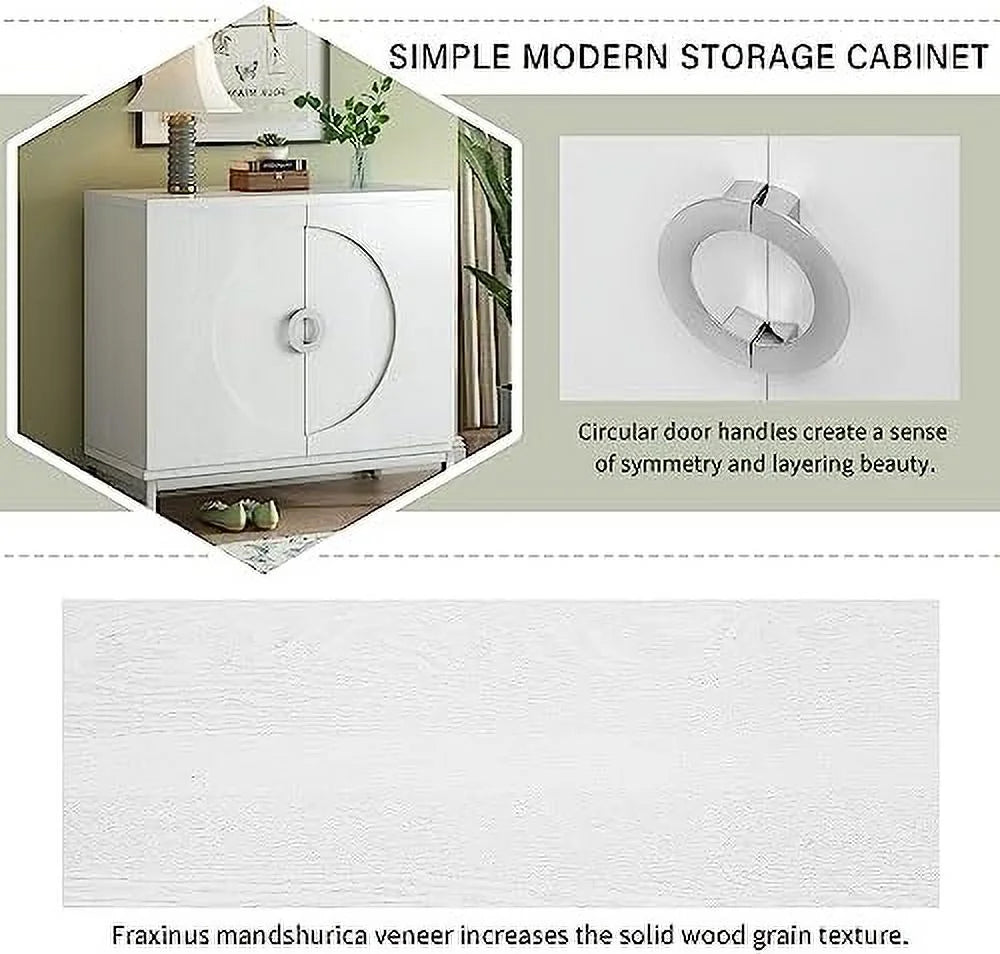 White Accent Cabinet with Metal Leg Frame T539