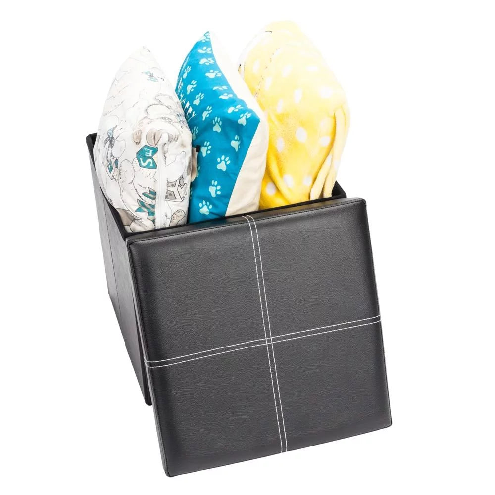 Black Folding Storage Ottoman Y440