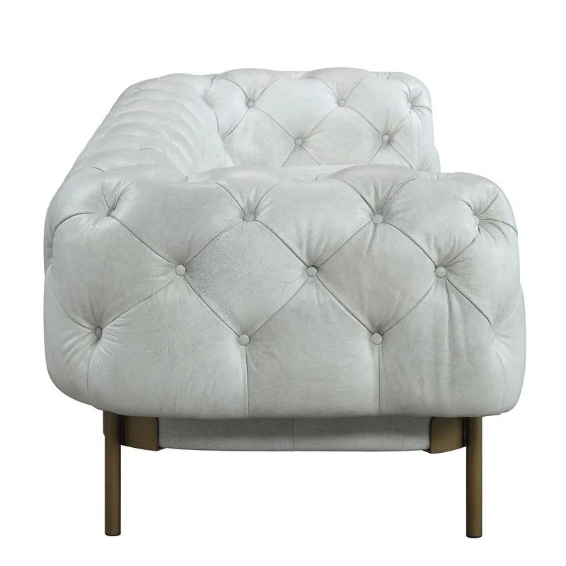 Vintage White Top Grain Leather Sofa J537826
