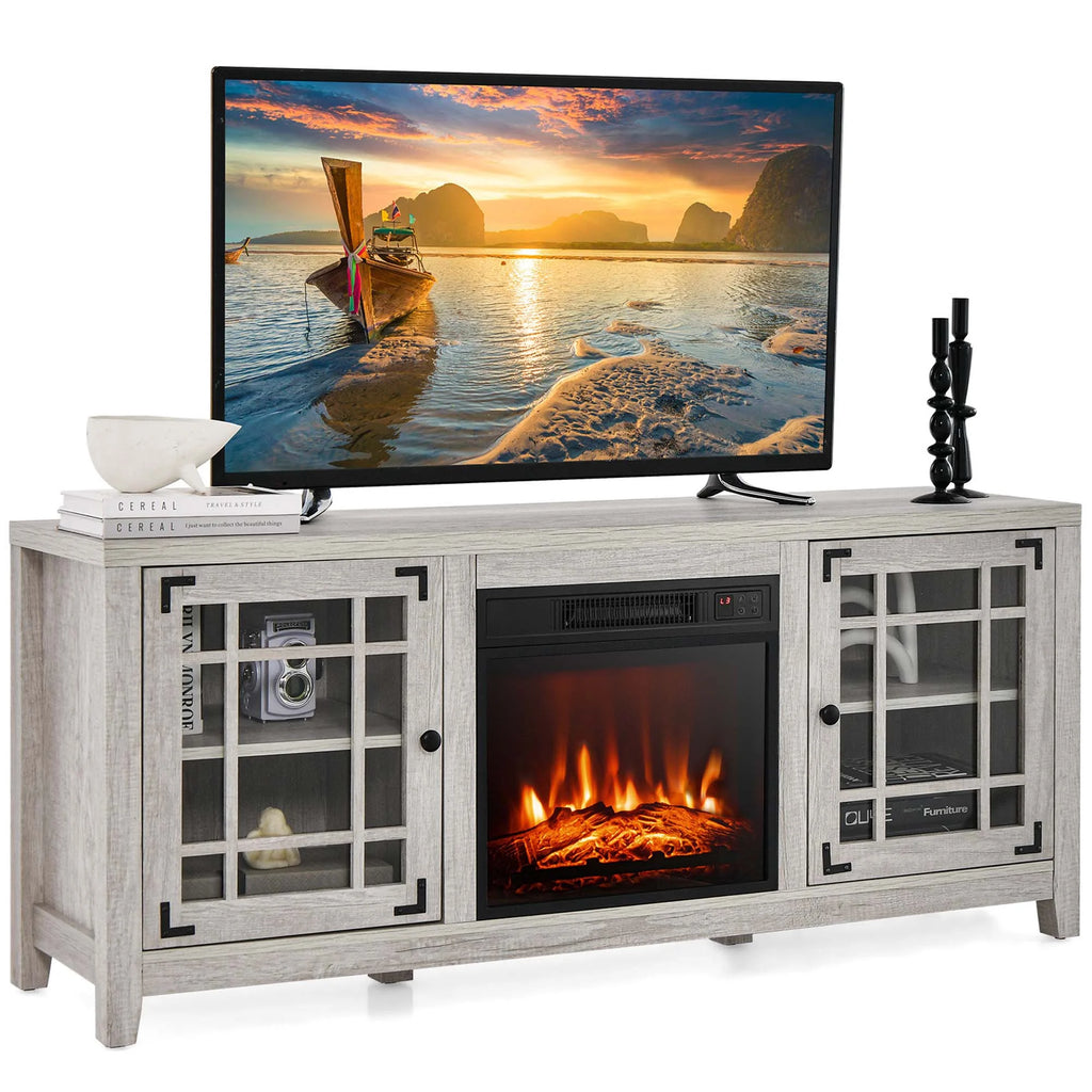 58 Inches Fireplace TV Stand with 1400W Electric Fireplace K578