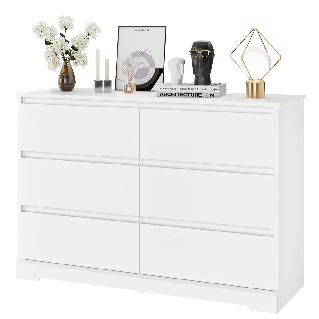 White 6 Drawer Wood Dresser B57662