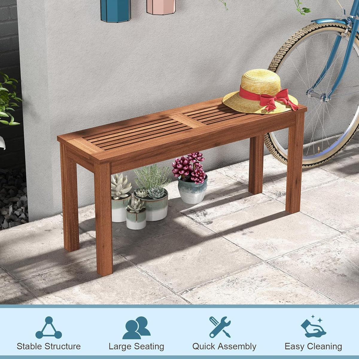 Weather Resistant Solid Wood 2 Seater Outdoor Bench S343