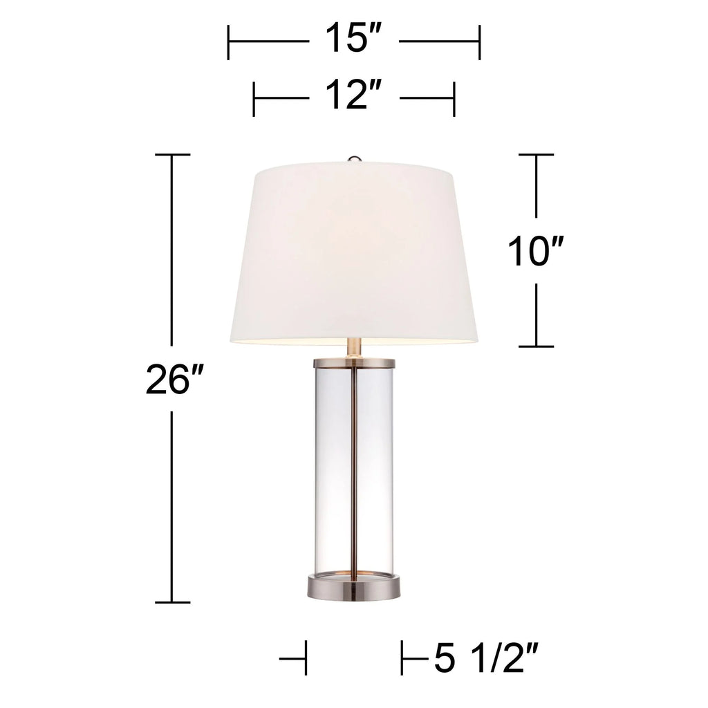 Set of 2 Clear Glass Fillable Steel Table Lamps K617