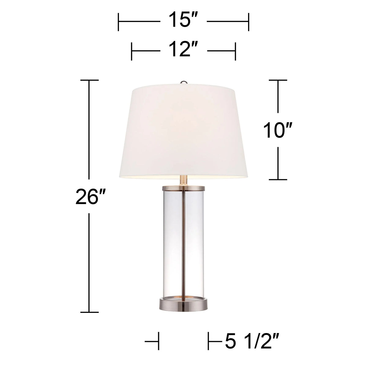 Set of 2 Clear Glass Fillable Steel Table Lamps K617