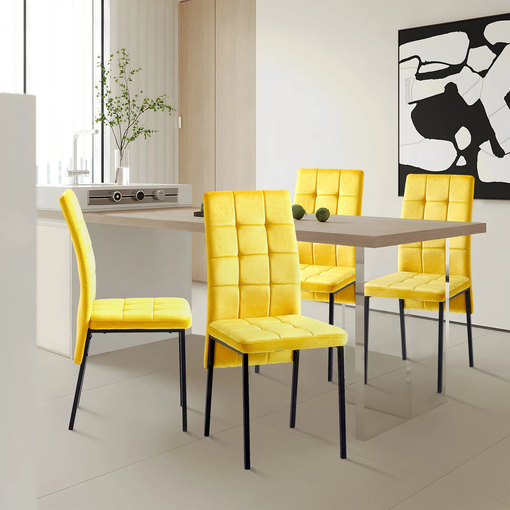 Yellow Velvet Dining Chairs Set Of 4 J6500