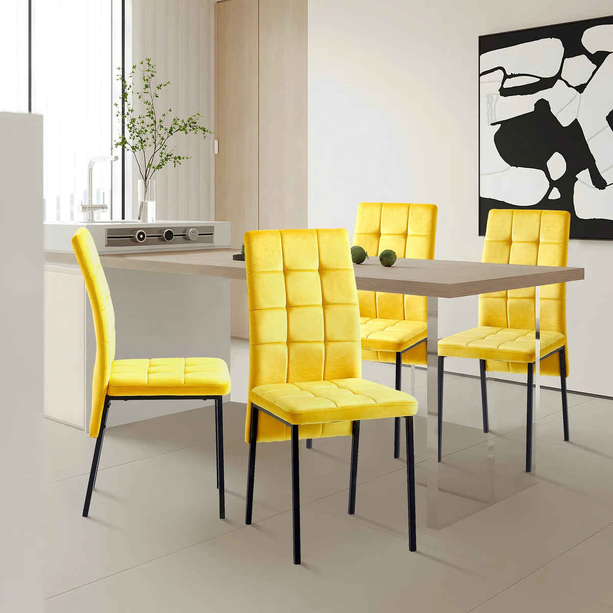Yellow Velvet Dining Chairs Set Of 4 J6500