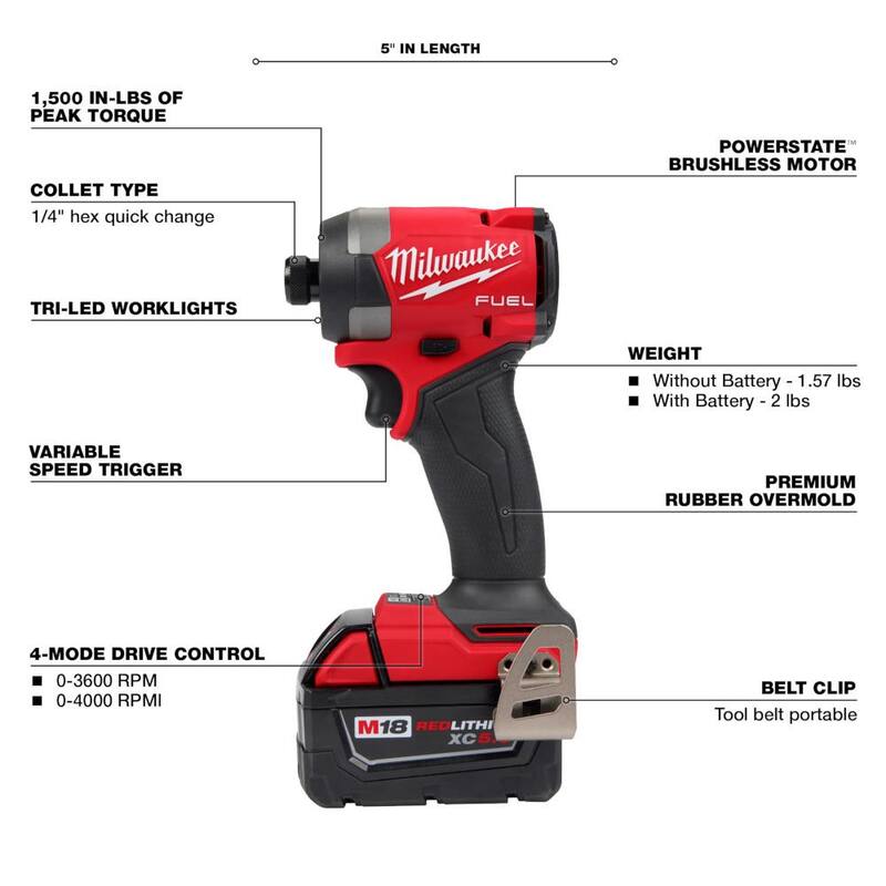 18-V Lithium-Ion Brushless Cordless 1/4 in. Hex Impact Driver Kit F35932