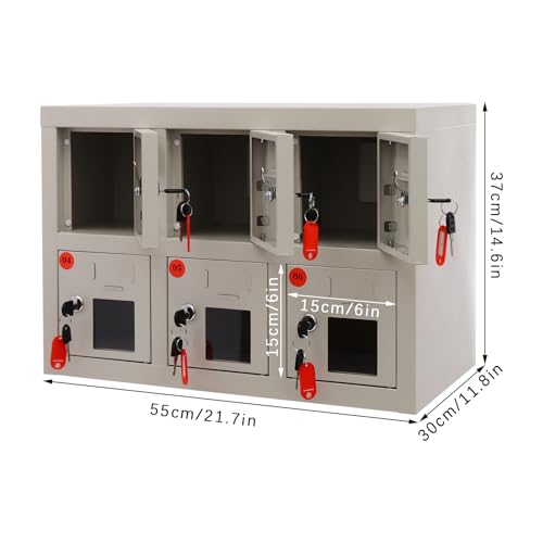 9 Bay Steel Cell Phone Locker with Charger and Key Lock A3901