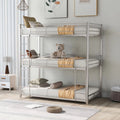 Metal Triple Bunk Bed Twin Over Twin with Ladder and Safety Guardrail E8129