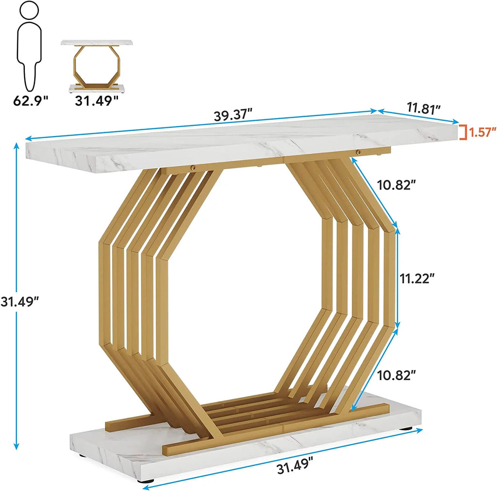 Gold 40 inch Faux Marble Console Table K117
