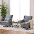 3 Pieces Wicker Swivel Rocking Chairs with Side Table G748653