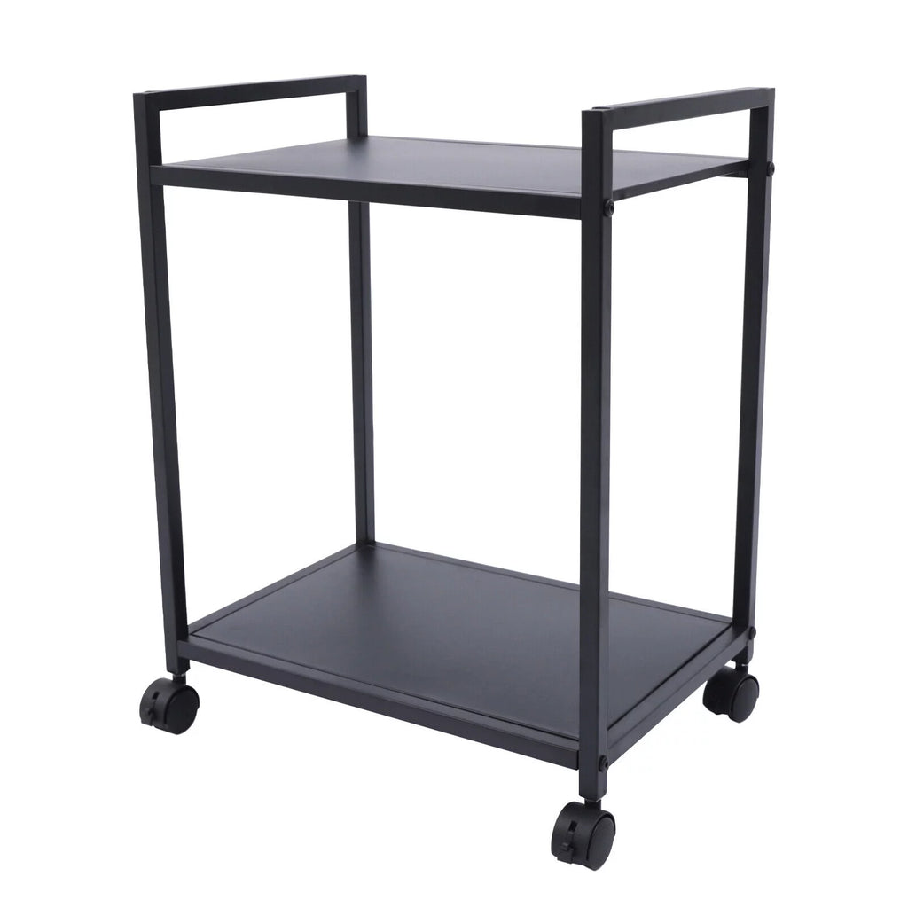 2Tier Computer Tower Stand with Lockable Wheels Black K256
