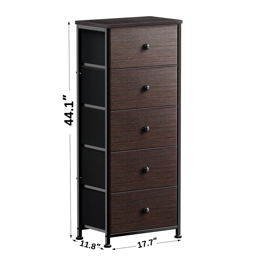 Rustic Brown 5 Drawer Faux Leather Dresser Y1256