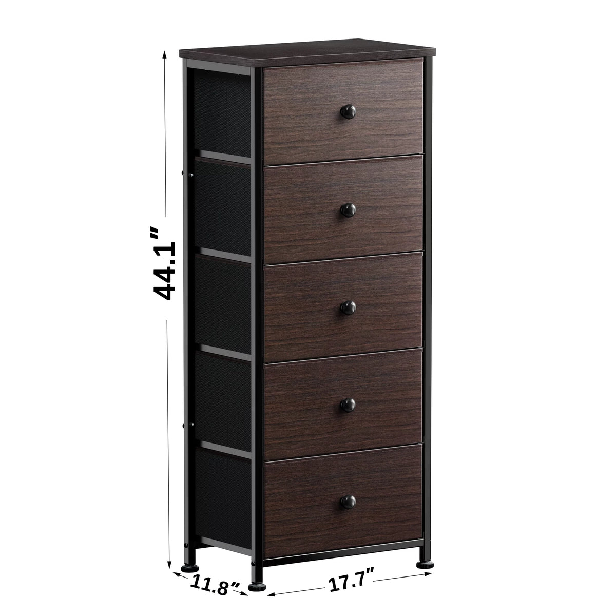 Rustic Brown 5 Drawer Faux Leather Dresser Y1256
