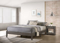 3pc Twin Size Platform Bed and Nightstand Set Gray Wooden L451