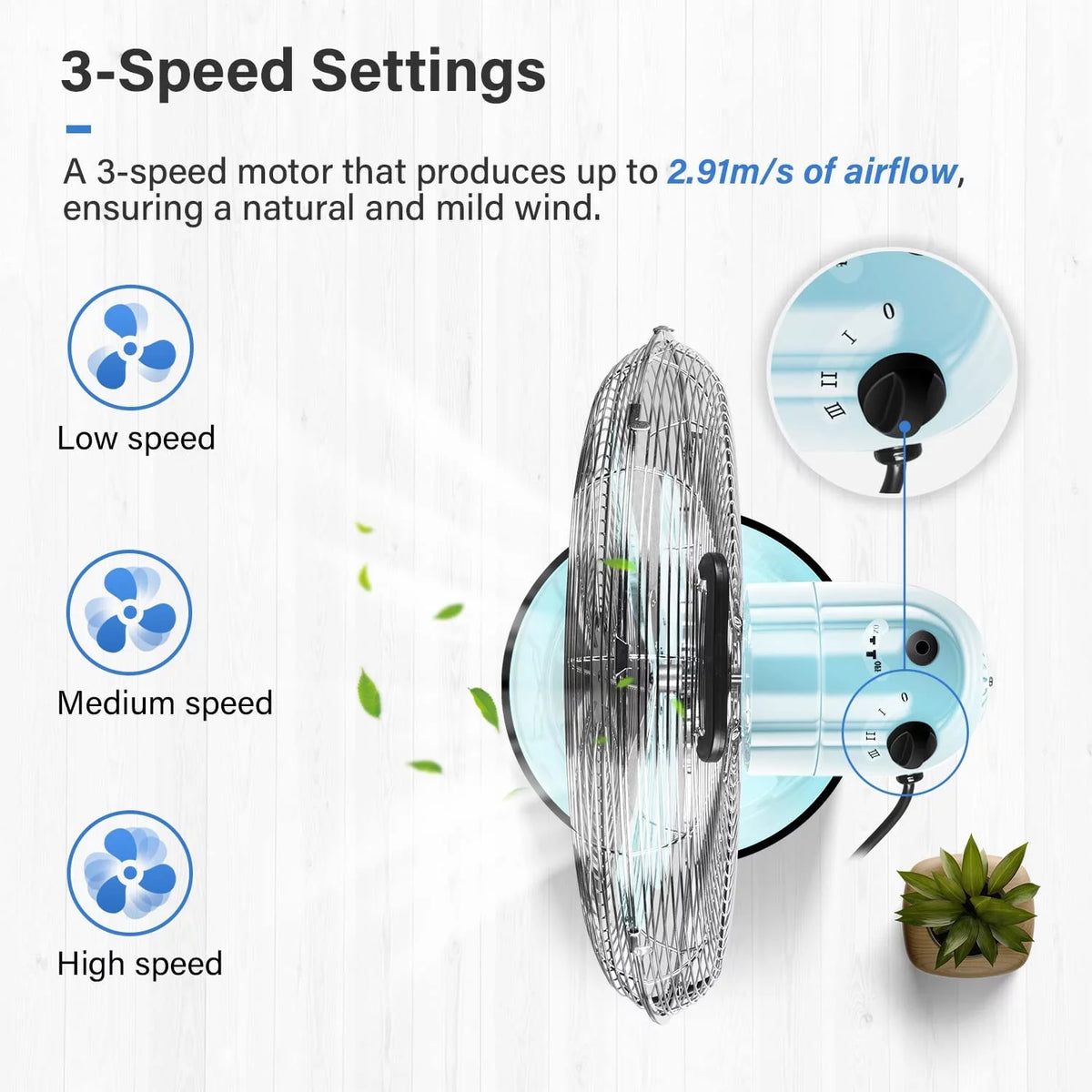 Metal Pedestal Fan, Quiet Oscillating Standing Fan with Height Adjustable W6618