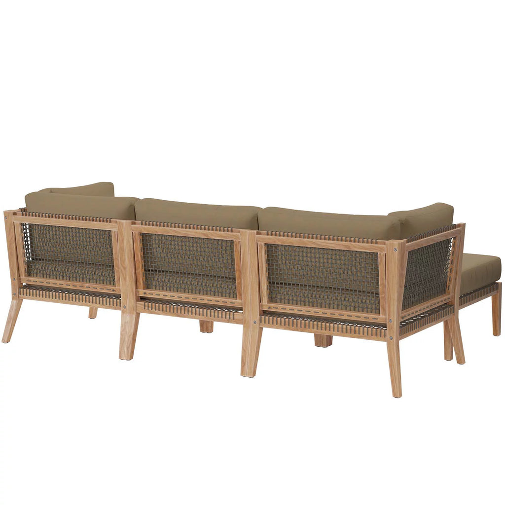 Teak Wood 4-Piece Sectional Sofa W533871