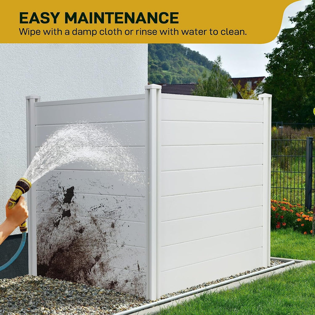 48''x47.2'' 2 Panels Vinyl Privacy Screen with 3 Metal Stakes F810