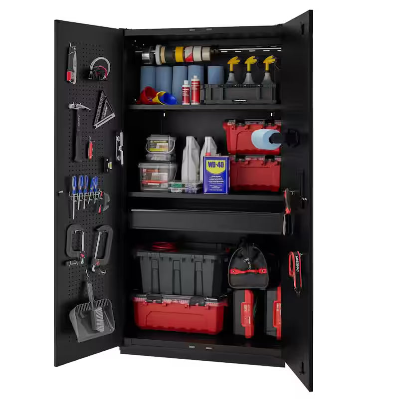 3-Piece Heavy Duty Welded Steel Garage Storage System in Black B1808