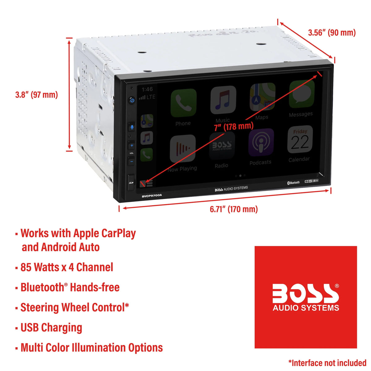 2 Din Apple CarPlay Android Auto Car Stereo System E53468