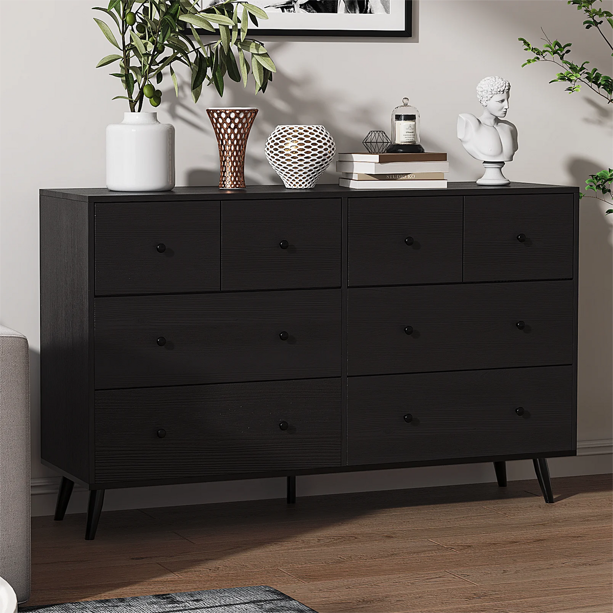 White 6 Drawer Rustic Wood Dresser L4651