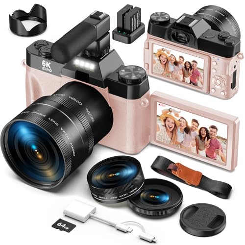6K 64MP Compact Digital Camera with Microphone W1309