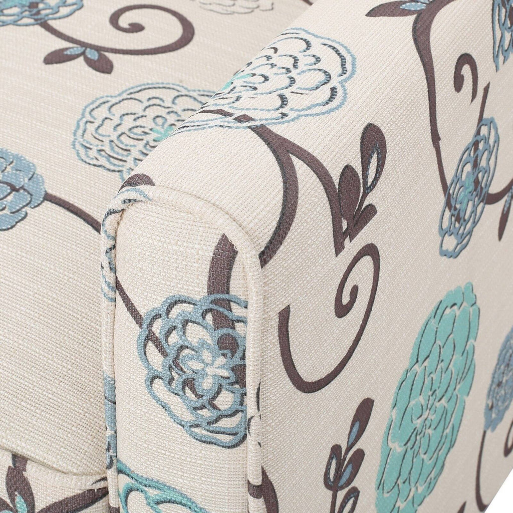 White and Blue Fabric Recliner X6653