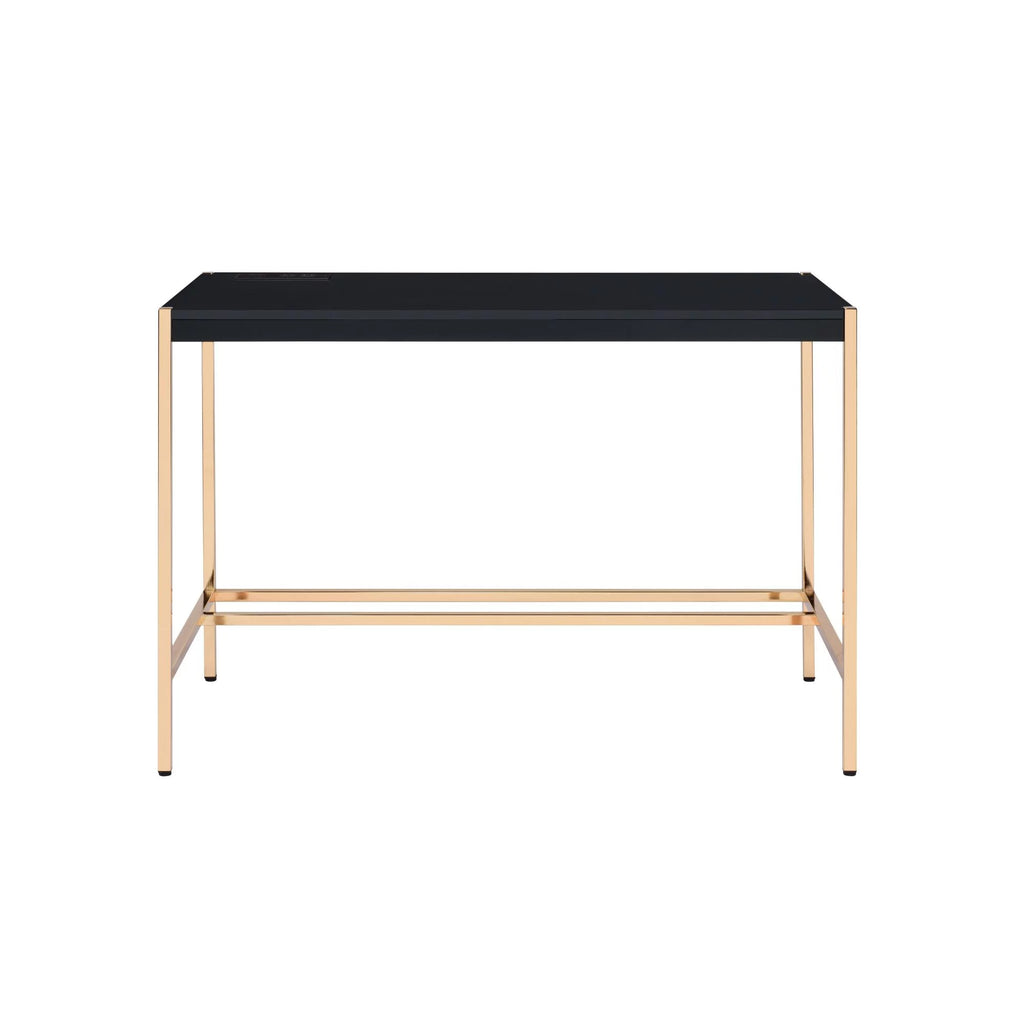 Black & Gold Writing Desk with USB Port R5851