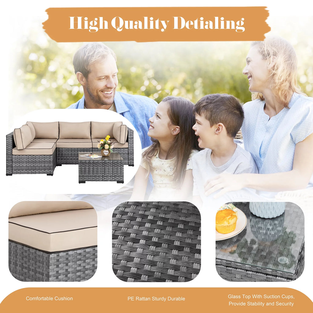 7 Piece Wicker Outdoor Sectional Sofa Set Y247