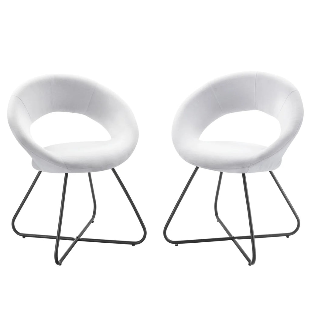 Upholstered Fabric Dining Chair Set of 2 Black White U184