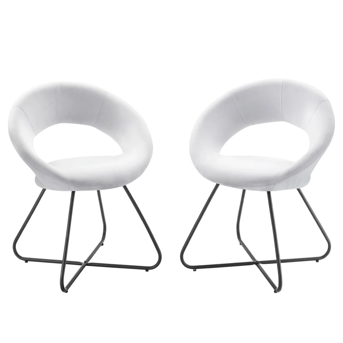 Upholstered Fabric Dining Chair Set of 2 Black White U184