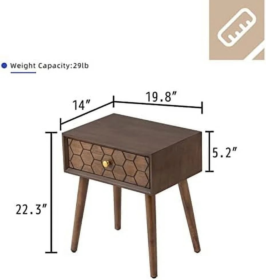 White Set of 2 Square Wood End Table with Drawer G3067