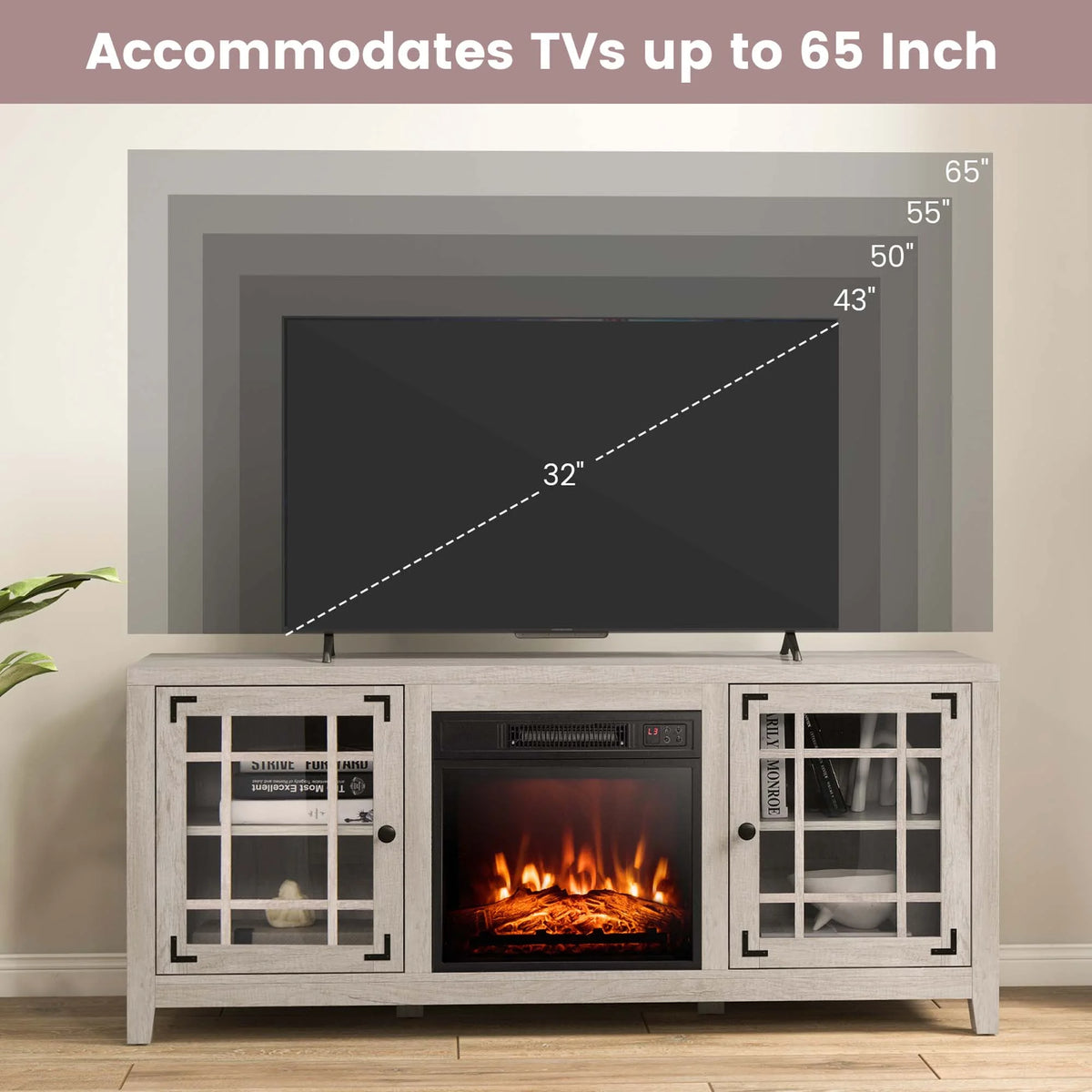 58 Inches Fireplace TV Stand with 1400W Electric Fireplace K578
