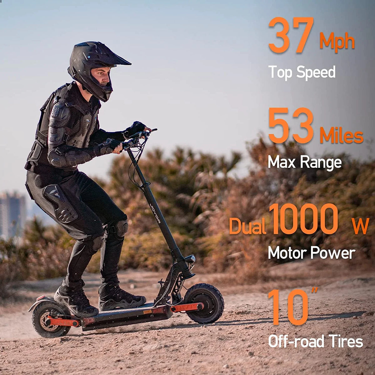 Dual Motor Electric Scooter, 2000W Up to 37 MPH & 50 Miles, 10 Off-Road Tires N283
