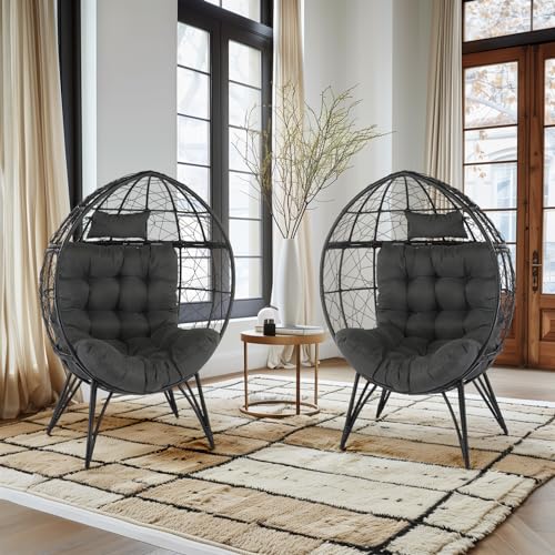 Oversized Wicker Egg Chair with Cushions L6684