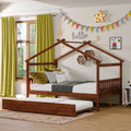 White Twin Size Solid Wood House Bed with Trundle F529