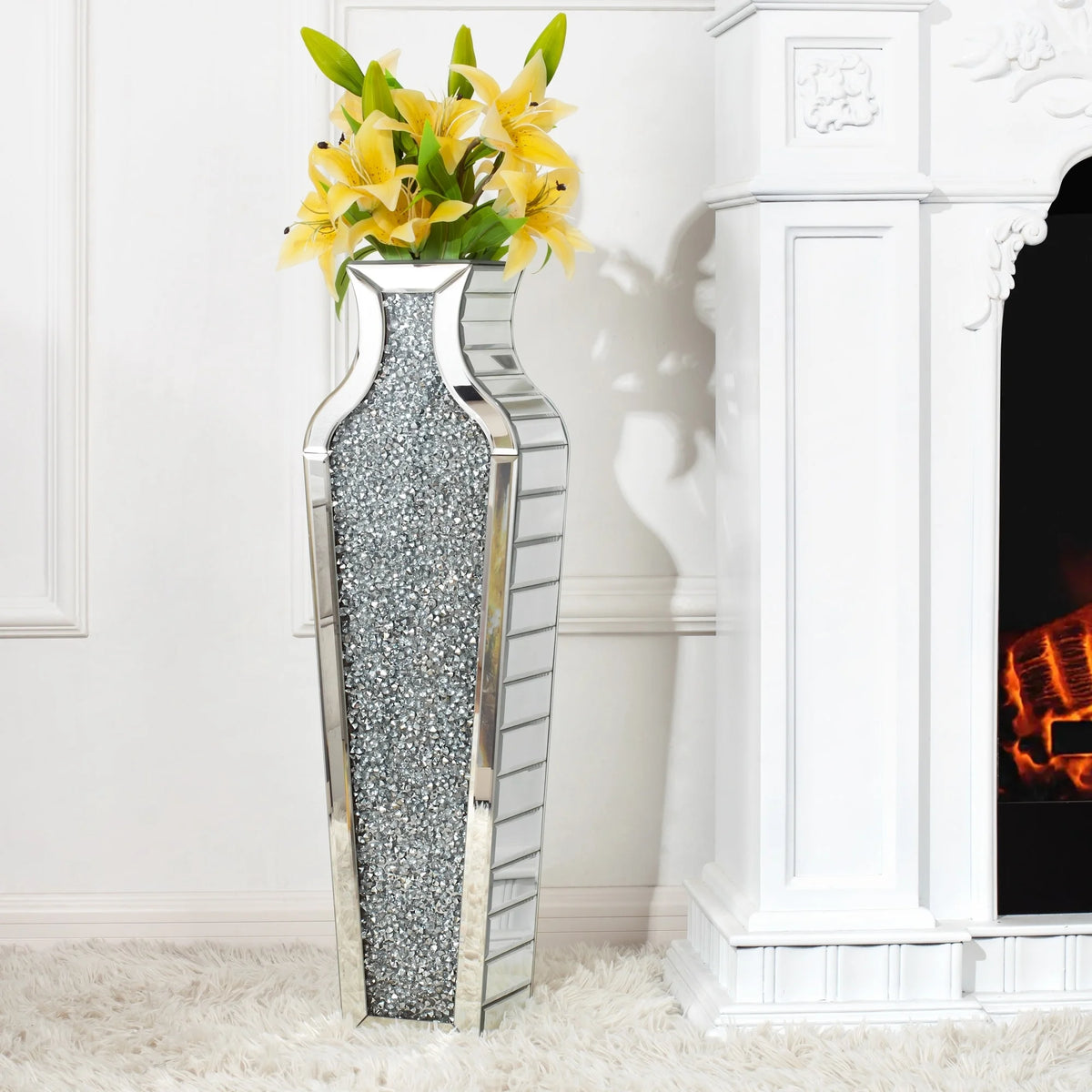 Tall Crushed Diamond Floor Vase P8893