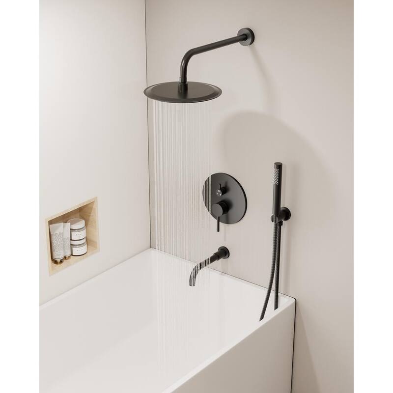10 in. Wall Mount Shower Head and Tub Faucet 2.5 GPM Matte Black Z313147