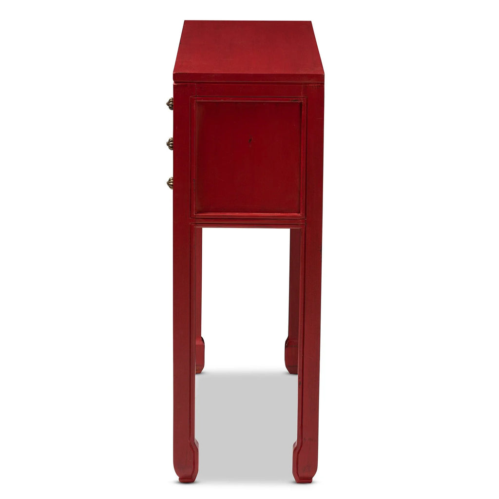 Antique Red 6-Drawer Wood Console Table Y612294