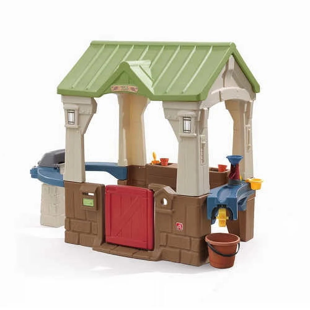 Brown Toddler Playhouse with Grill and Planter V4962