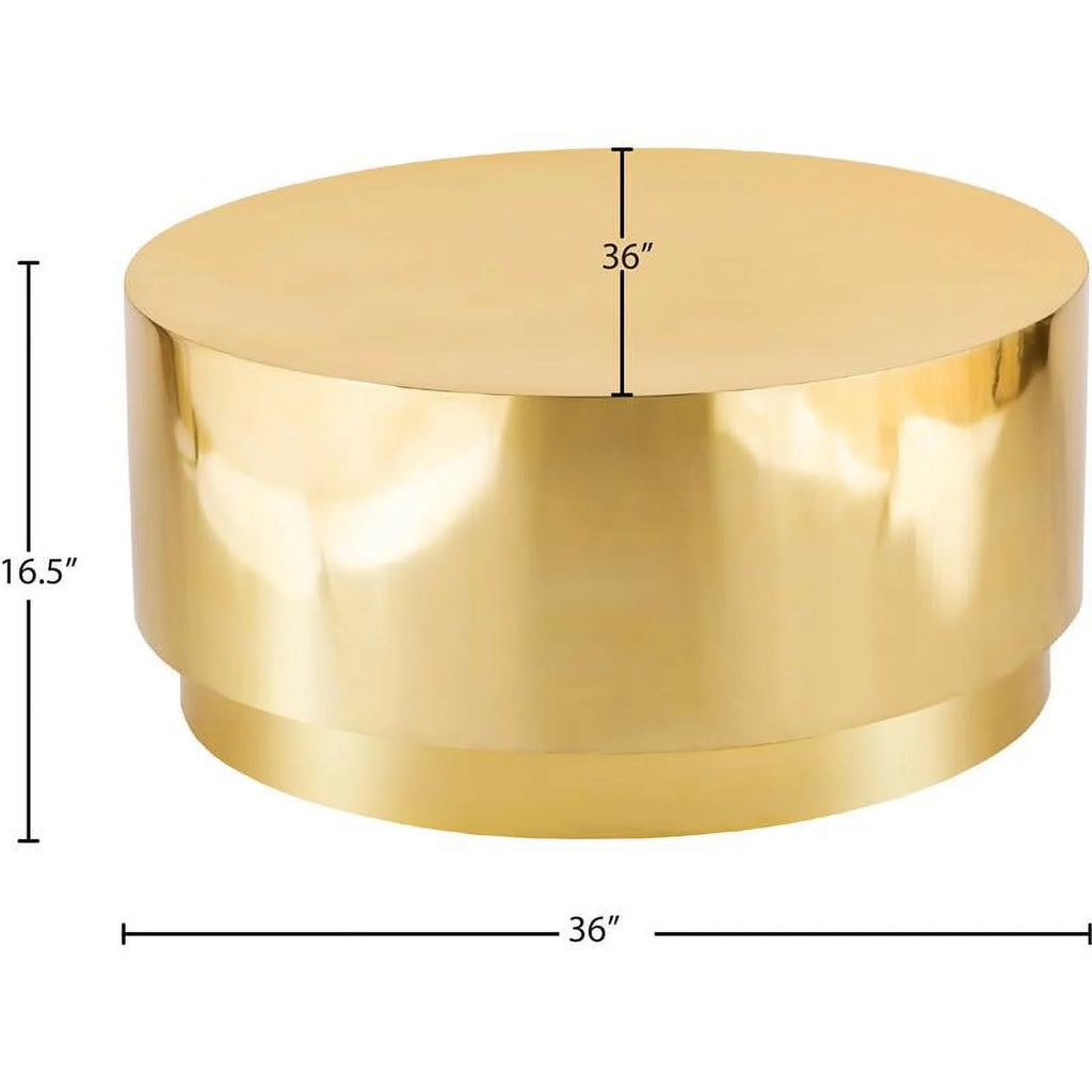 Gold Stainless Steel Drum Coffee Table Z169