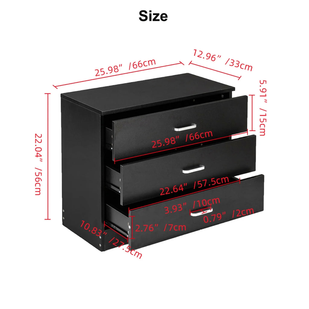 Black 3 Drawer Wood Dresser M633792
