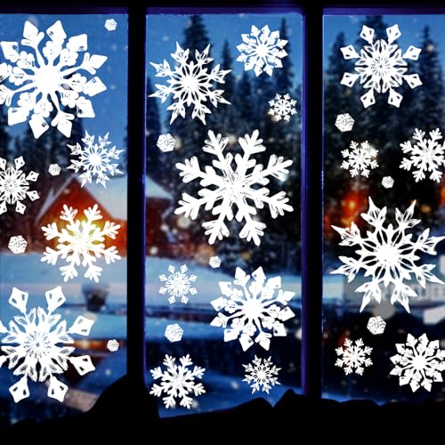 Extra Large White Snowflakes Window Clings F831755