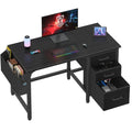 White 55 Inch Computer Desk with Fabric File Drawers Cabinet Y59845