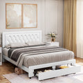 Queen Size 2 Drawers PU Leather Upholstered Platform Bed O5682