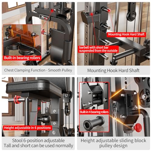 Smith Machine Squat Rack Power Cage with Cable Crossover System X688618