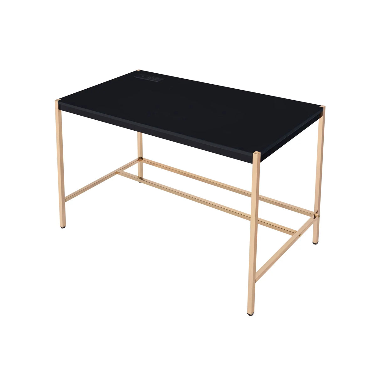 Black & Gold Writing Desk with USB Port R5851