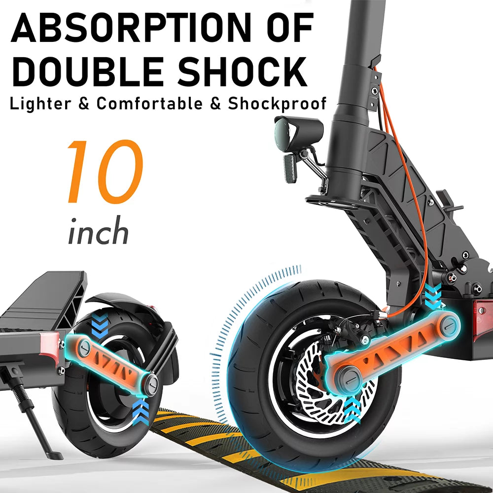 Dual Motor Electric Scooter, 2000W Up to 37 MPH & 50 Miles, 10 Off-Road Tires N283