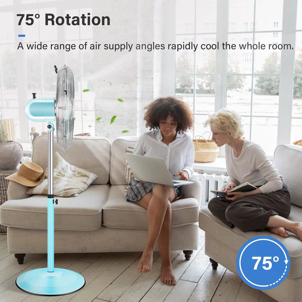 Metal Pedestal Fan, Quiet Oscillating Standing Fan with Height Adjustable W6618