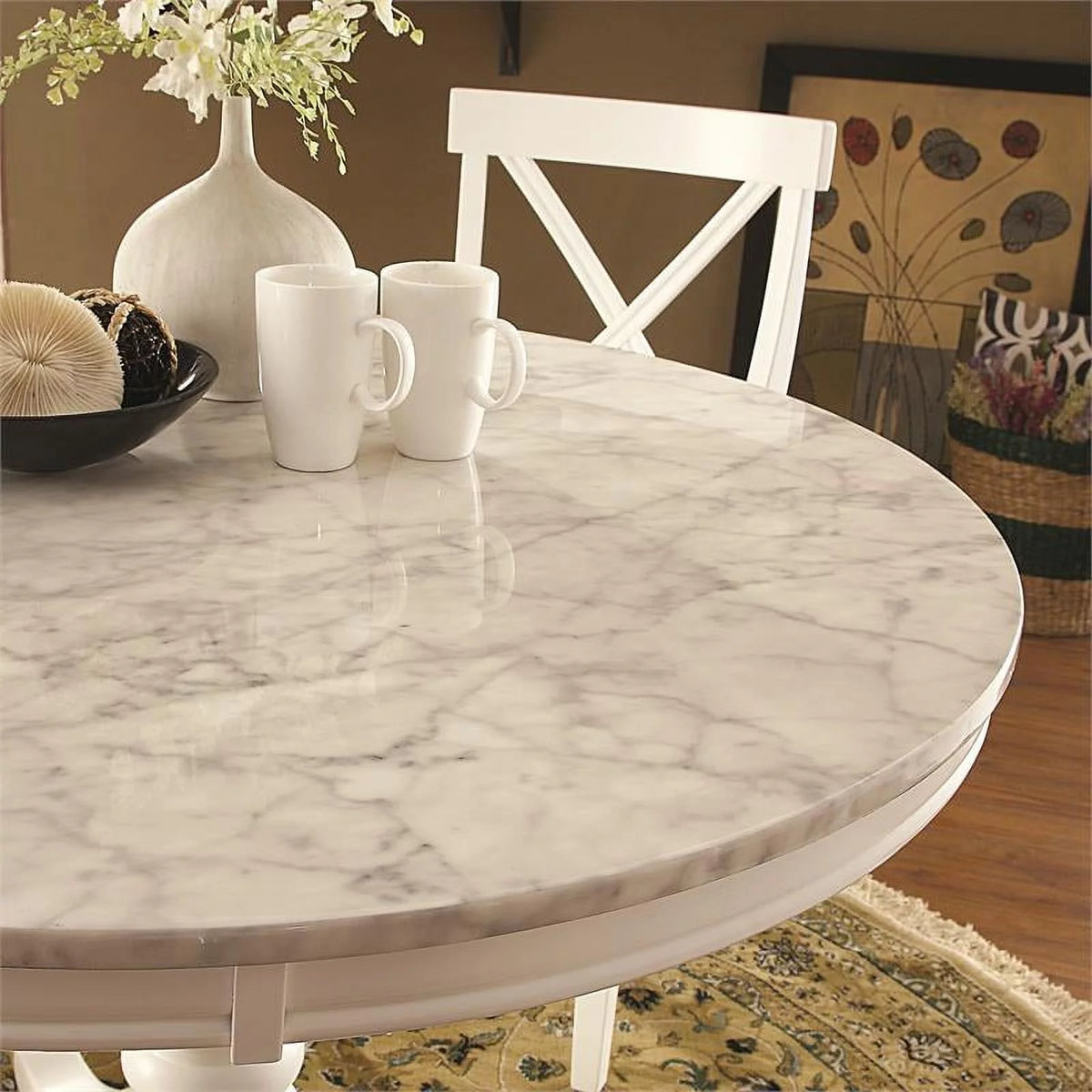 42-Inch White Wood Dining Table S6888
